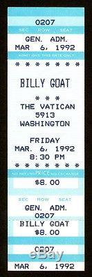 BILLY GOAT Unused Concert Ticket Stub 3-6-1992 Deep Ellum Texas RARE