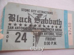 BLACK SABBATH 1978 Original CONCERT TICKET STUB San Antonio VAN HALEN