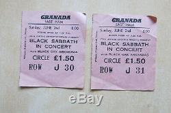BLACK SABBATH 2 x concert ticket stubs East Ham Granada June 1974 Ozzy Osbourne