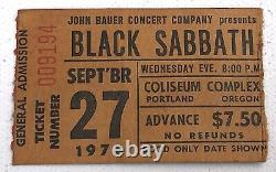 BLACK SABBATH / VAN HALEN 1978 Portland Oregon CONCERT TICKET STUB Never Say Die