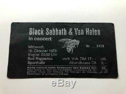 BLACK SABBATH VAN HALEN Concert Ticket Stub OCT 18, 1978 BAD RAPPENAU GERMANY