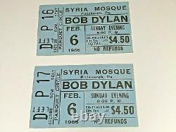 BOB DYLAN 2 RARE ORIGINAL 1966 CONCERT GIG TICKET STUBS SYRIA MOSQUE The Band b