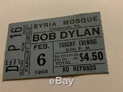 BOB DYLAN 2 RARE ORIGINAL 1966 CONCERT GIG TICKET STUBS SYRIA MOSQUE The Band b