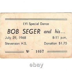 BOB SEGER SYSTEM Concert Ticket Stub LIVONIA MICHIGAN 7/29/68 High School Scarce