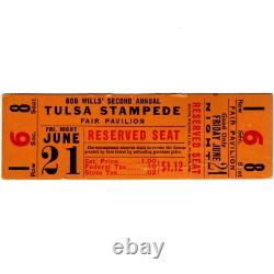 BOB WILLS & HIS TEXAS PLAYBOYS Concert Ticket Stub TULSA 6/21/40 STAMPEDE Scarce