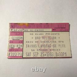 Bad Religion Green Day Jannus Landing St Petersburg Concert Ticket Stub Sep 1993