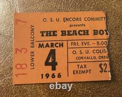 Beach Boys Rare Concert Ticket Stub Corvallis, Or 03/04/1966