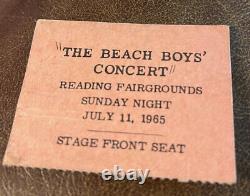 Beach Boys Rare Concert Ticket Stub Reading, Pa 07/11/1965
