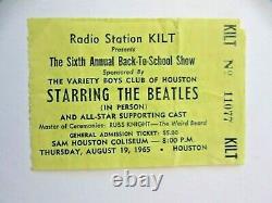 Beatles 1965 HOUSTON TX -SAM HOUSTON COLISEUM -CONCERT TICKET STUB Ex condition