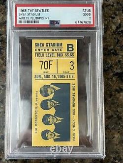 Beatles 1965 Shea Stadium Concert ticket stub PSA Flushing New York. Nice copy