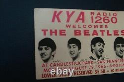 Beatles 1966 Authentic Candlestick Park SF Concert Ticket Stub Aug 29, Last Show