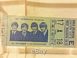 Beatles 1966 Original Concert Ticket Stub Enclosed Paperweight Shea Stadium, NYC