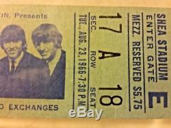 Beatles 1966 Original Concert Ticket Stub Enclosed Paperweight Shea Stadium, NYC