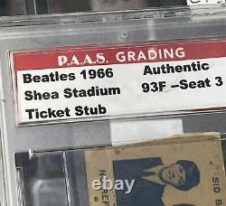 Beatles 1966 Shea Stadium Concert Ticket Stub Paas Authentic Slab Nice Shape
