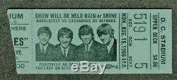 Beatles 1966 Washington DC Stadium Concert Ticket Stub, Large Blue