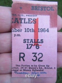 Beatles Concert Ticket Stub 10/11/1964 Colston Hall Bristol Bag Flour Incident