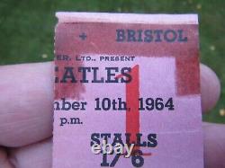 Beatles Concert Ticket Stub 10/11/1964 Colston Hall Bristol Bag Flour Incident