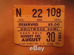 Beatles Concert Ticket Stub 1965 Hollywood Bowl Concert