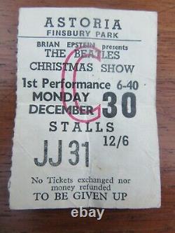 Beatles Concert Ticket Stub Finsbury Park Astoria Christmas Show 30 Dec 1963