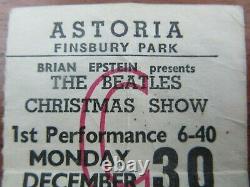 Beatles Concert Ticket Stub Finsbury Park Astoria Christmas Show 30 Dec 1963