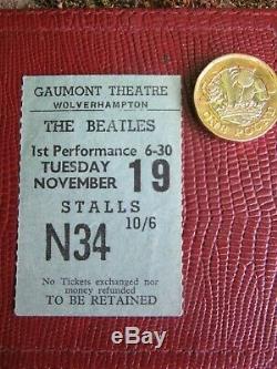 Beatles Concert Ticket Stub Gaumont Theatre Wolverhampton Tues 19th Nov (1963)