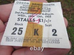 Beatles Concert Ticket Stub Odeon Hammersmith 1965 Alf Bicknell Beatles Driver