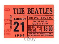 Beatles Concert Ticket Stub Seattle Coliseum Usher Portion Of Stub Nm