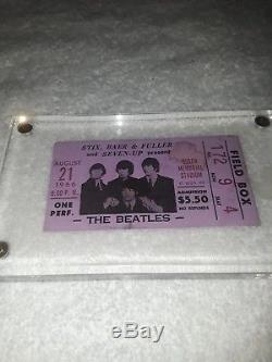 Beatles ORIGINAL 1966 ST LOUIS CONCERT TICKET STUB W BEATLES IMAGE RARE BOX SEAT