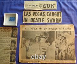 Beatles Original very RARE Concert Ticket Stub lot Las Vegas news articles 1964