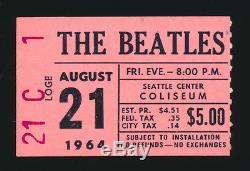 Beatles VERY RARE 1964' SEATTLE COLISEUM' CONCERT TICKET STUB NM-