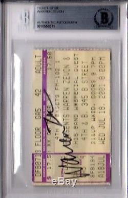 Beckett-bas Warren Zevon Autographed-signed 2001 Concert Ticket Stub 0010558571