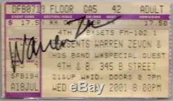 Beckett-bas Warren Zevon Autographed-signed 2001 Concert Ticket Stub 0010558571