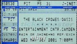 Black Crowes Oasis Concert Ticket Stub Tour Of Brotherly Love Camden 5/30/2001