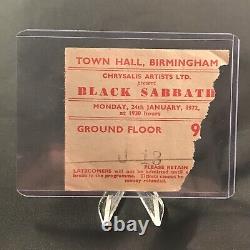 Black Sabbath Town Hall Birmingham England Concert Ticket Stub Vitg January 1972