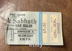 Black Sabbath/van Halen Rare Concert Ticket Stub Birmingham, Al 11/08/1978