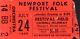Bob Dylan / Joan Baez 1965 Newport Folk Festival Original. Concert Ticket Stub