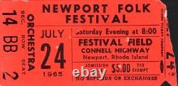 Bob Dylan / Joan Baez 1965 Newport Folk Festival Original. Concert Ticket Stub