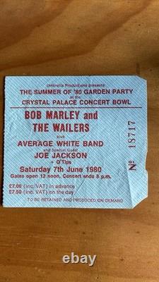 Bob Marley 1980 Crystal Palace Concert Ticket Stub Final London Gig CLEAN BACK