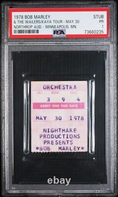 Bob Marley Concert KAYA Tour Northrop Auditorium Music Ticket Stub PSA 5/30/1978