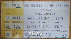 Bob Marley & The Wailers-1979 Concert Ticket Stub (Maui-Lahaina Civic Center)