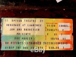 Bob Marley The Wailers 1979 Concert Ticket Stub, final Chicago show-last one