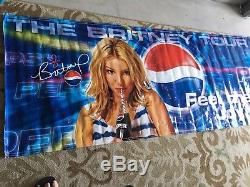 Britney Spears Pepsi World Tour 2002 Banner with ticket stub from concert