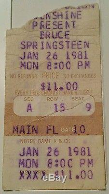 Bruce Springsteen & The E Street Band Concert Ticket Stub 1-26-1981, Notre Dame