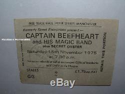 CAPTAIN BEEFHEART 1975 Concert Ticket Stub MANCHESTER UK Secret Oyster MEGA RARE