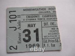 CCR 1969 Original CONCERT TICKET STUB CREDENCE CLEARWATER REVIVAL Columbia, MD