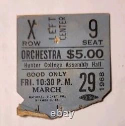 CREAM 3/29/1968 Concert Ticket Stub Hunter College Hall, NY Original Vtg Rare