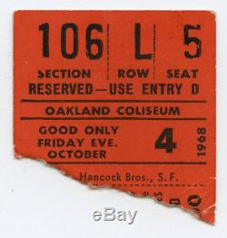 CREAM Original 1968 Concert Ticket Stub Eric Clapton Jack Bruce Ginger Baker
