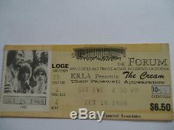 CREAM Original 1968 Super Rare CONCERT TICKET STUB Eric Clapton L. A. Forum