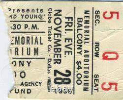 CROSBY STILLS Nash & Young 1969 Concert Ticket Stub Dallas Memorial Auditorium