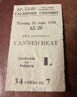 Canned Heat Rare Concert Ticket Stub Copenhagen, Denmark 09/24/1968